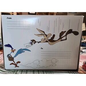 Warner Brothers Empty Gift Box Wiley Coyote Road Runner Vintage 2000 10x7.25x3.5